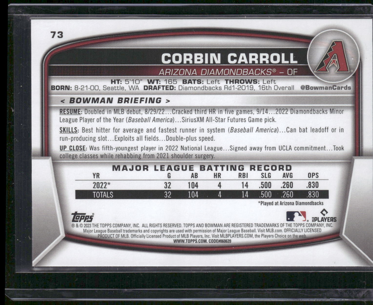 2023 Bowman #73 Corbin Carroll