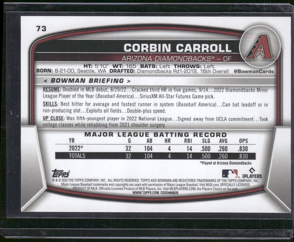2023 Bowman #73 Corbin Carroll