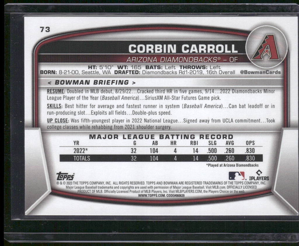 2023 Bowman #73 Corbin Carroll
