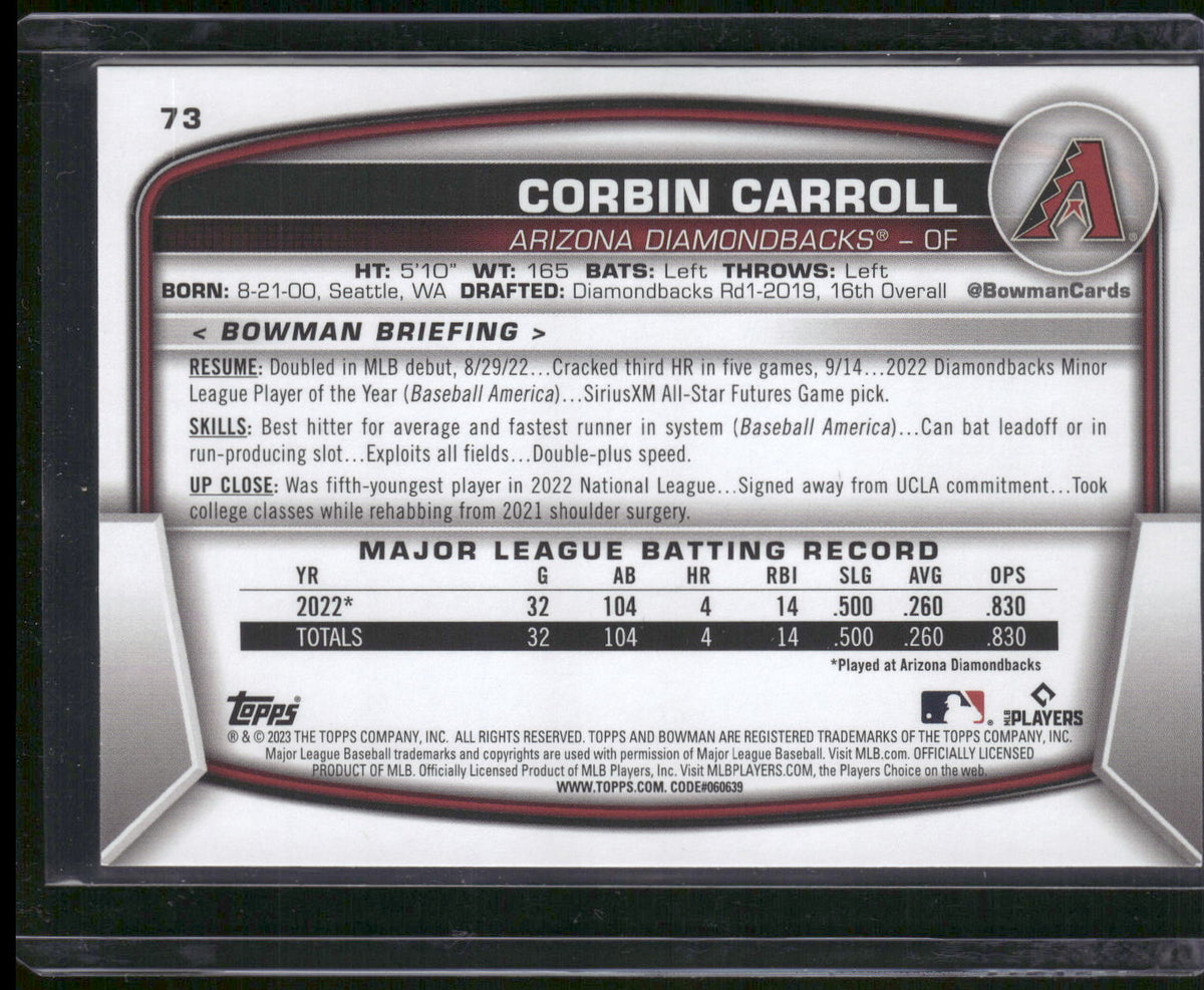 2023 Bowman #73 Corbin Carroll