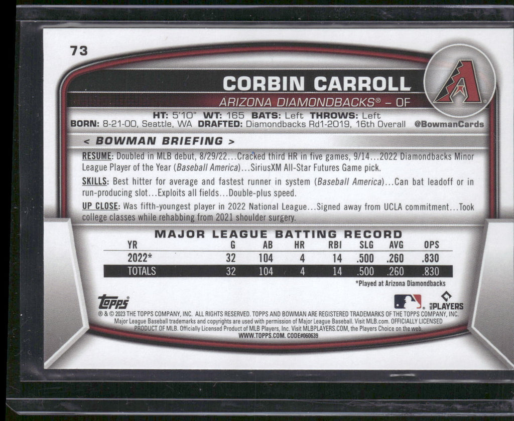 2023 Bowman #73 Corbin Carroll
