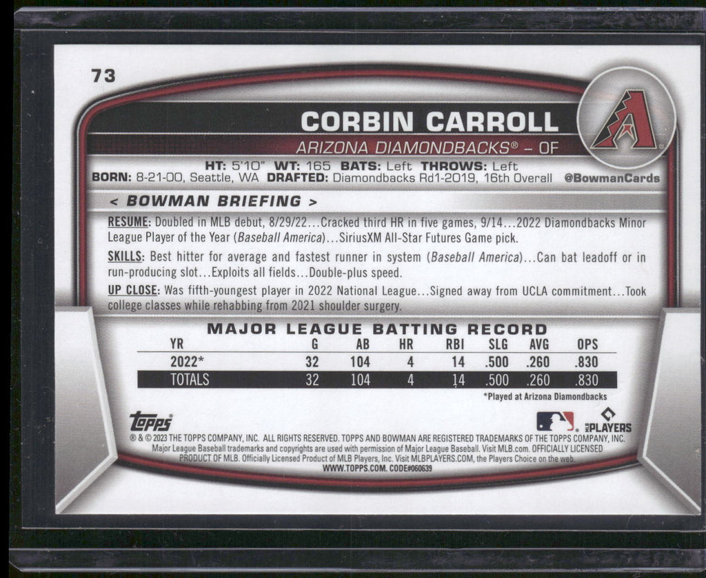 2023 Bowman #73 Corbin Carroll