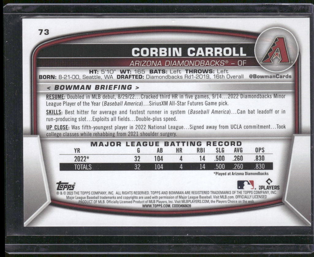 2023 Bowman #73 Corbin Carroll