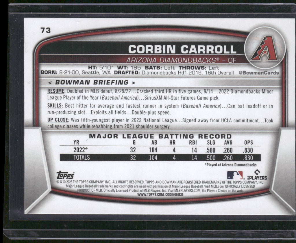 2023 Bowman #73 Corbin Carroll