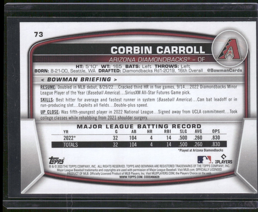 2023 Bowman #73 Corbin Carroll