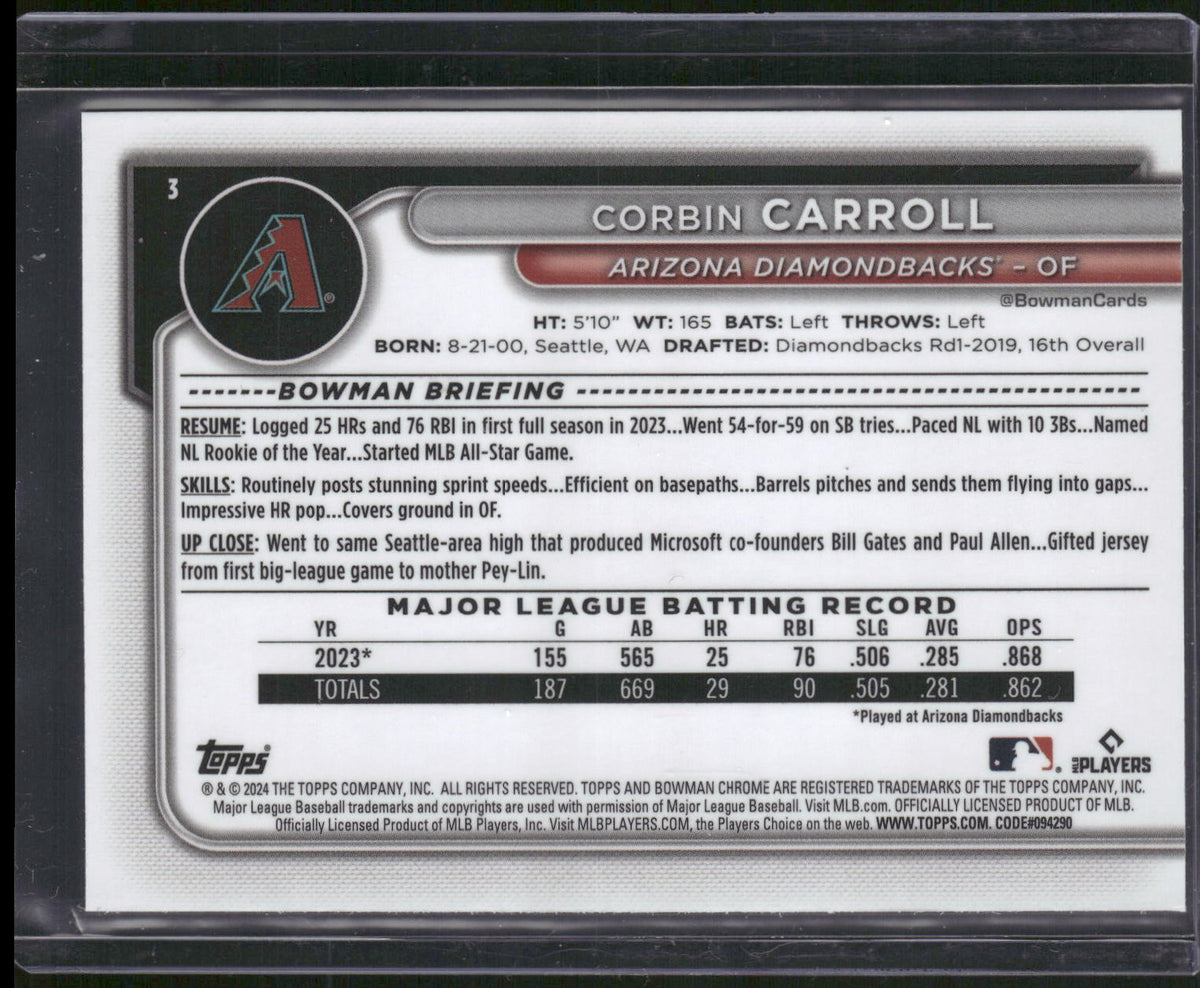 2024 Bowman Chrome #3 Corbin Carroll Mojo Refractor