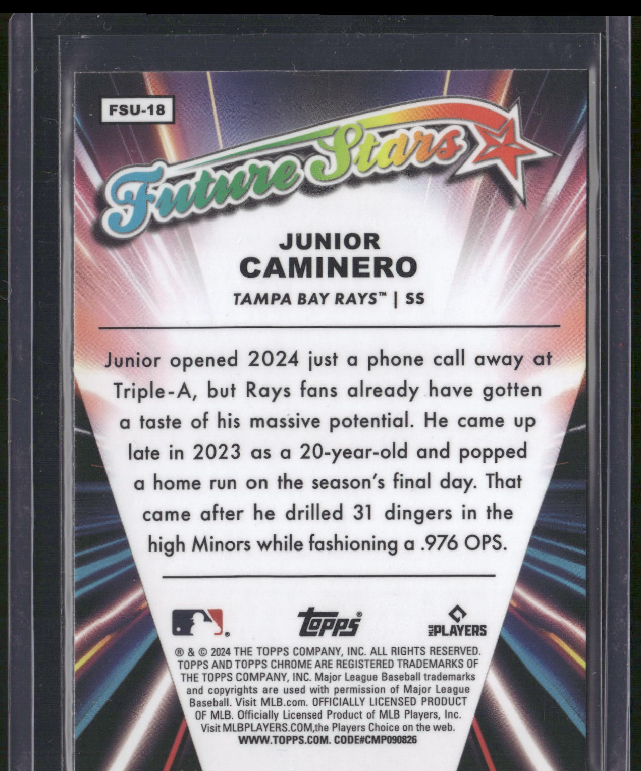 2024 Topps Chrome Update #FSU-18 Junior Caminero Future Stars