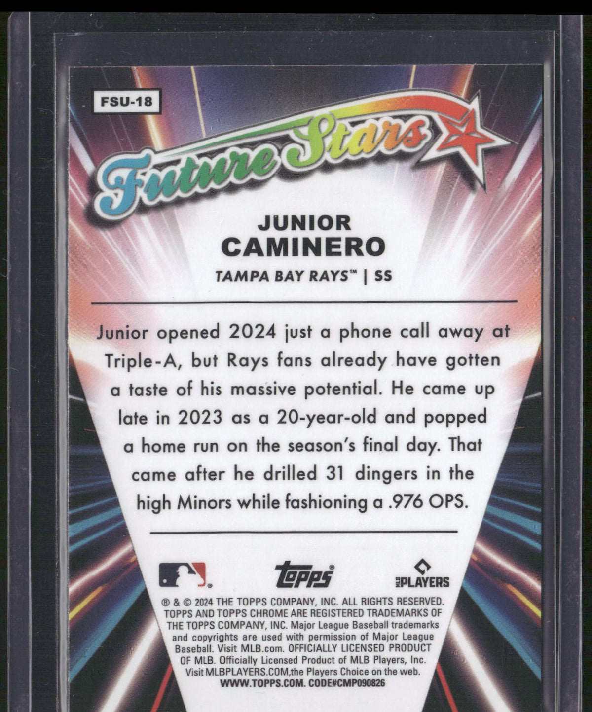 2024 Topps Chrome Update #FSU-18 Junior Caminero Future Stars