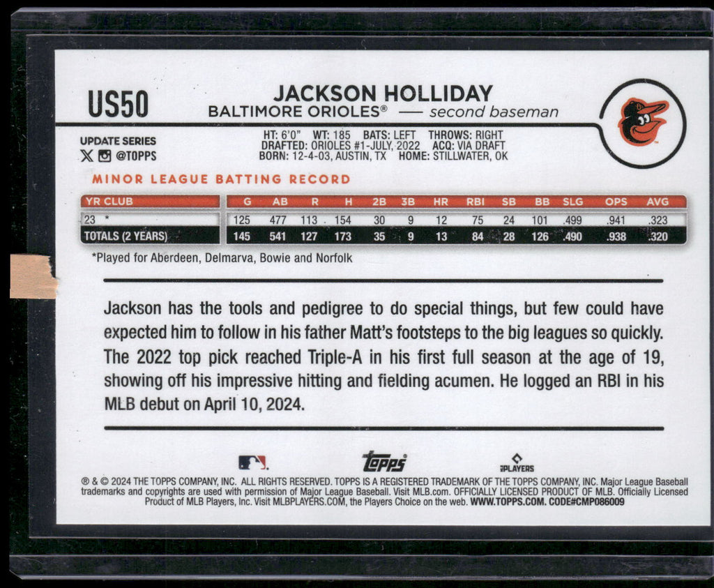 2024 Topps Update #US50 Jackson Holliday