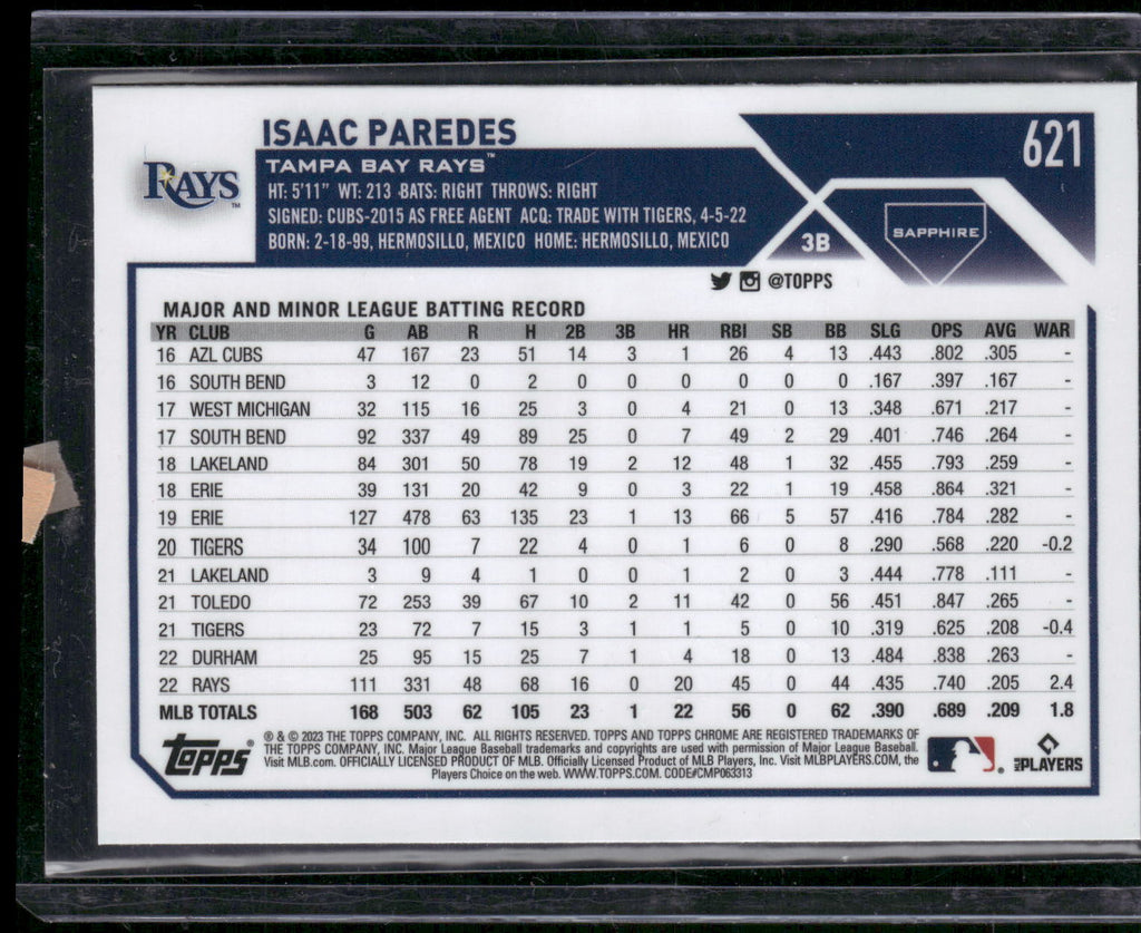 2023 Topps Chrome Sapphire Edition #621 Isaac Paredes