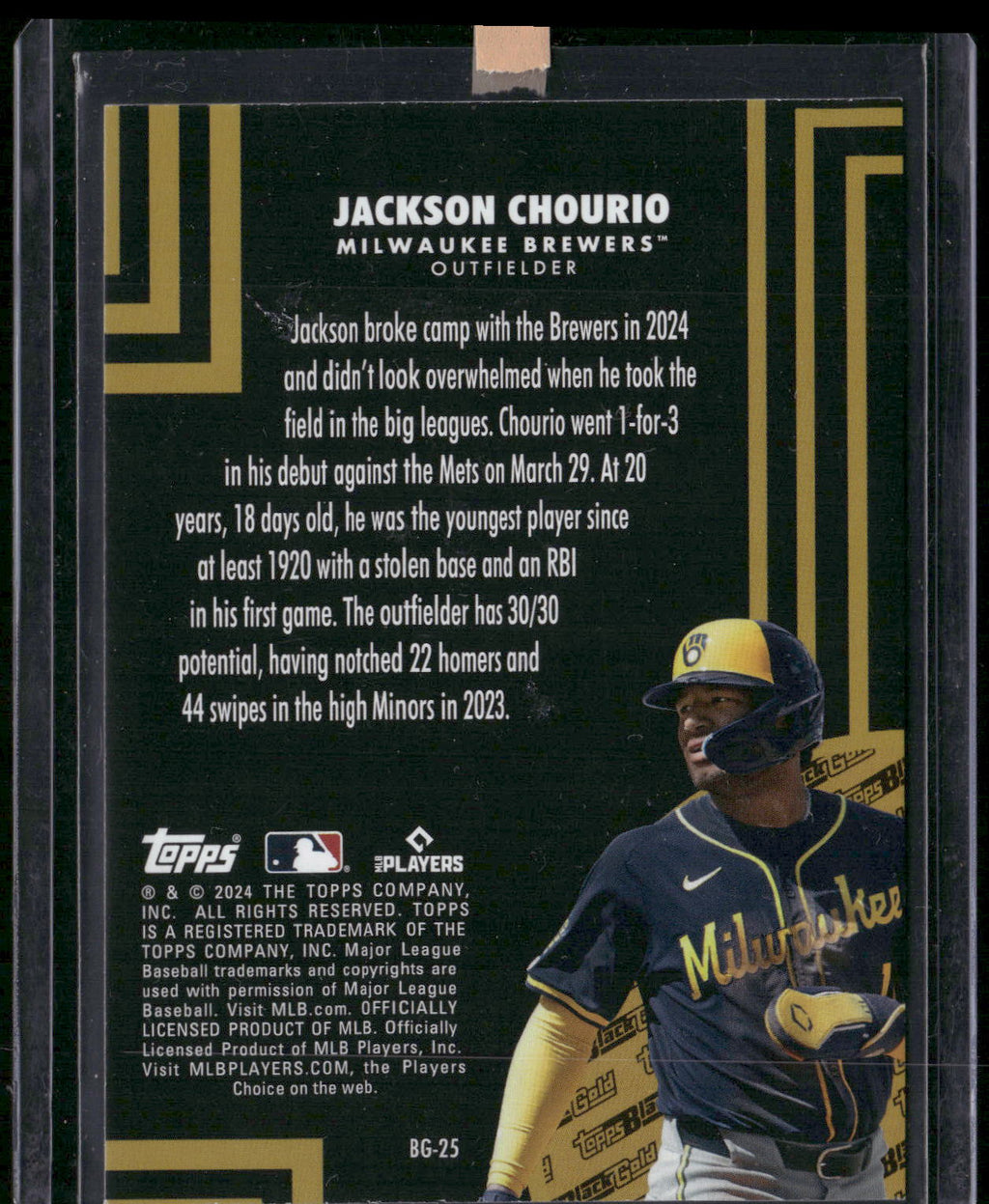 2024 Topps Update #BG-25 Jackson Chourio Topps Black Gold