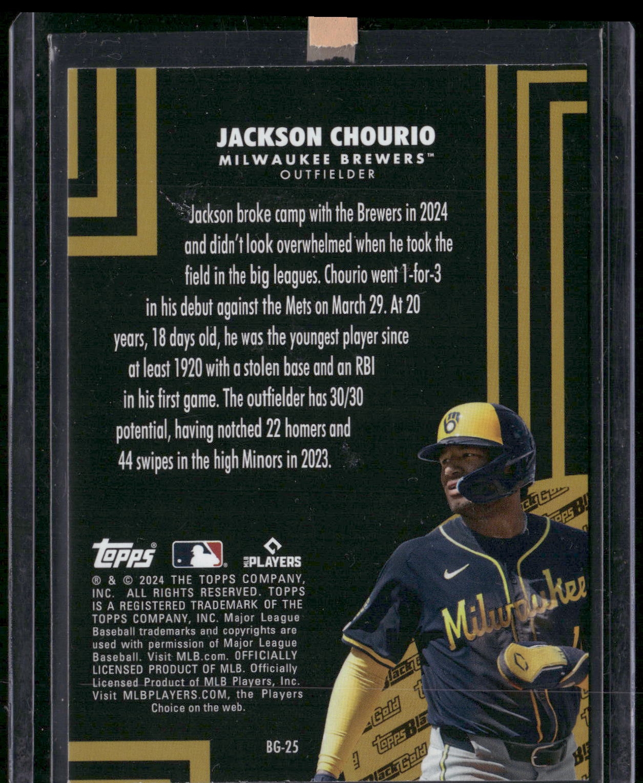 2024 Topps Update #BG-25 Jackson Chourio Topps Black Gold