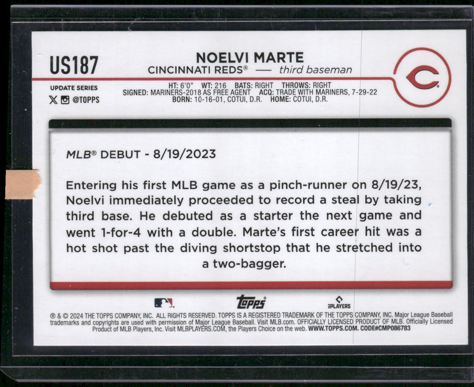 2024 Topps Update #US187 Noelvi Marte Holiday Ghosts