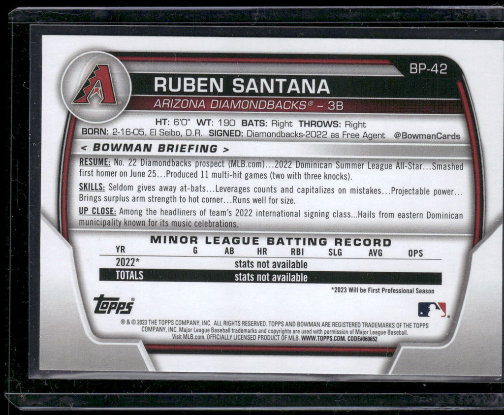2023 Bowman #BP-42 Ruben Santana Prospects