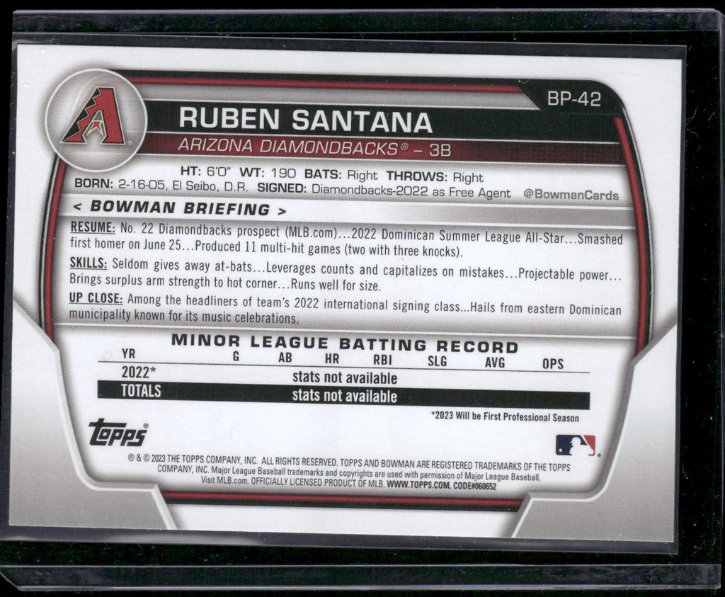 2023 Bowman #BP-42 Ruben Santana Prospects