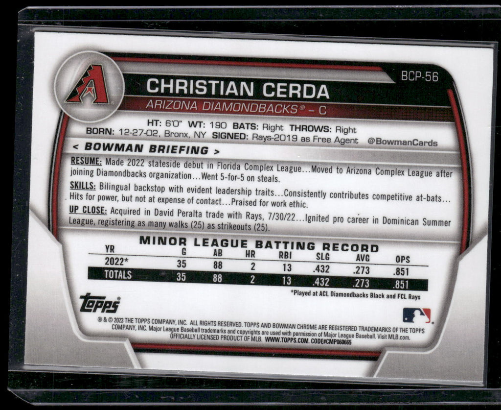 2023 Bowman 1st Edition #BPPF-56 Christian Cerda