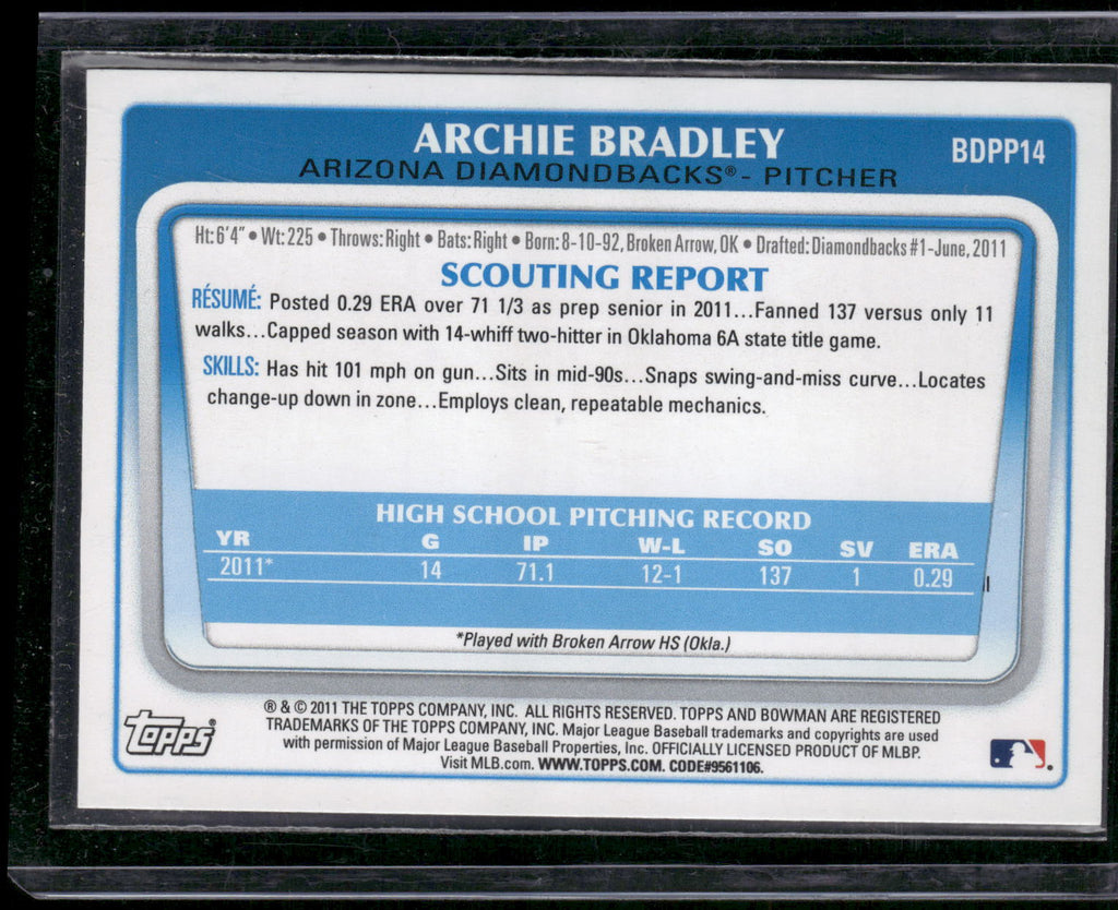 2011 Bowman Draft Picks & Prospects #BDPP14 Archie Bradley Prospects