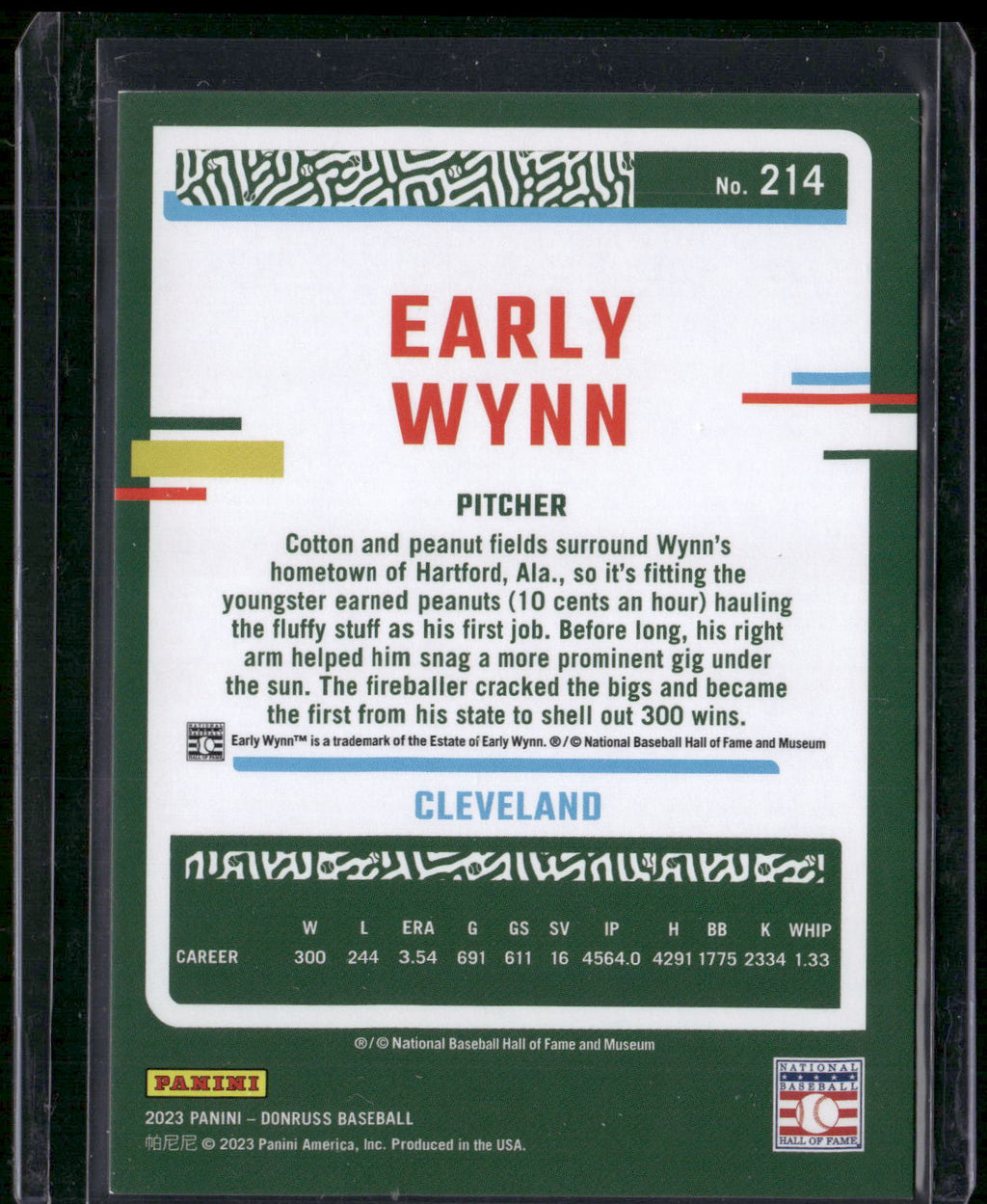 2023 Donruss #214 Early Wynn Holo Red #/2023