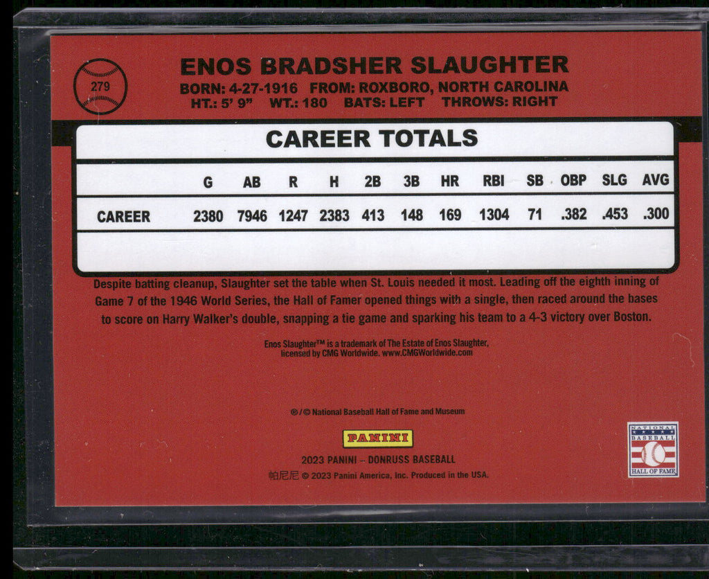 2023 Donruss #279 Enos Slaughter Holo Red #/2023