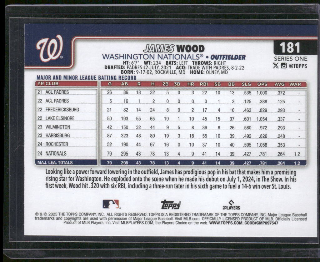 2025 Topps #181 James Wood