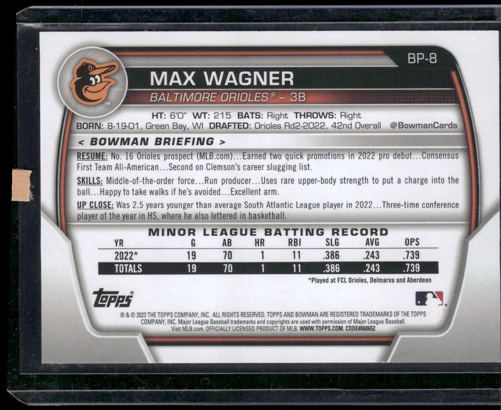 2023 Bowman #BP-8 Max Wagner Prospects Pink #/175