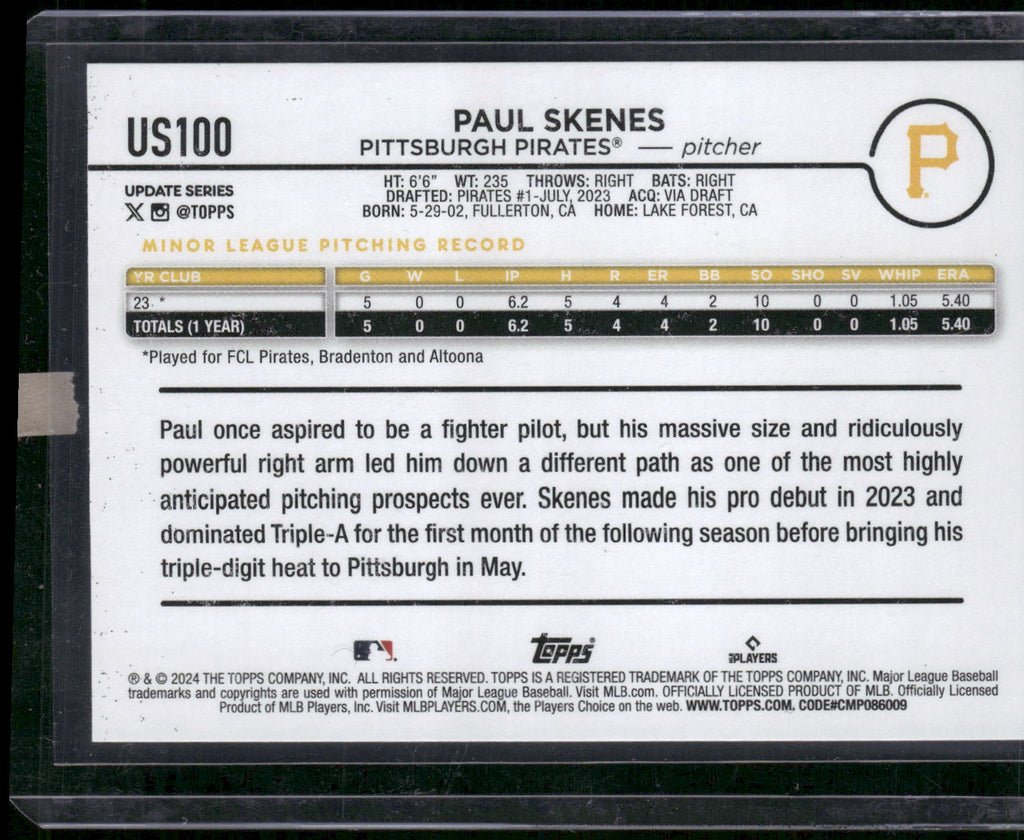 2024 Topps Update #US100 Paul Skenes
