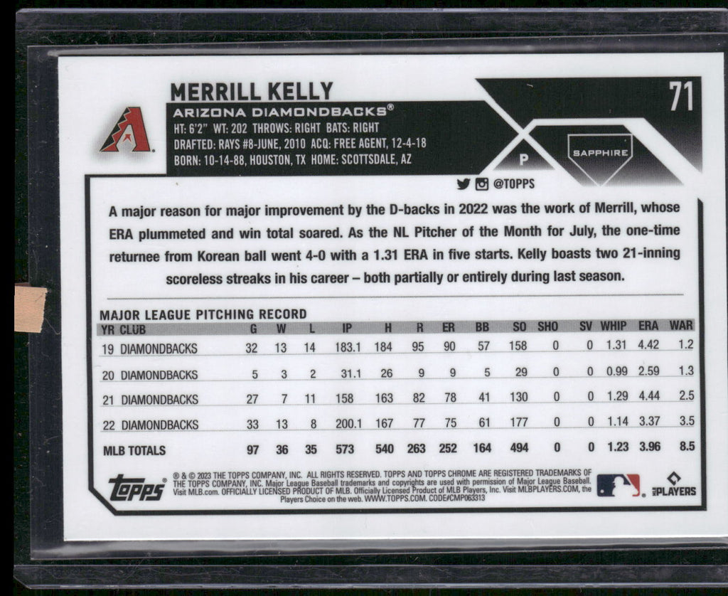 2023 Topps Chrome Sapphire Edition #71 Merrill Kelly