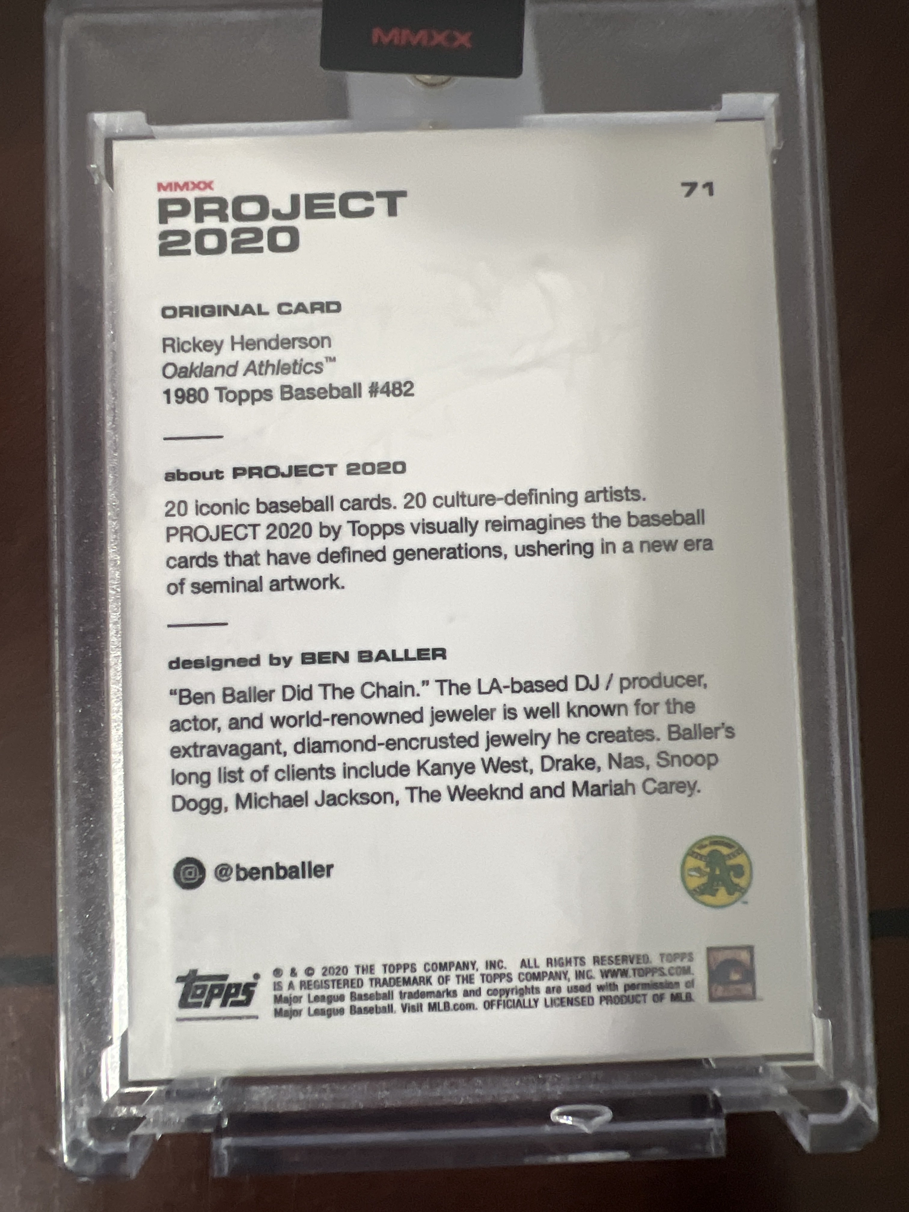 2020 Topps Project 2020 #71 Rickey Henderson