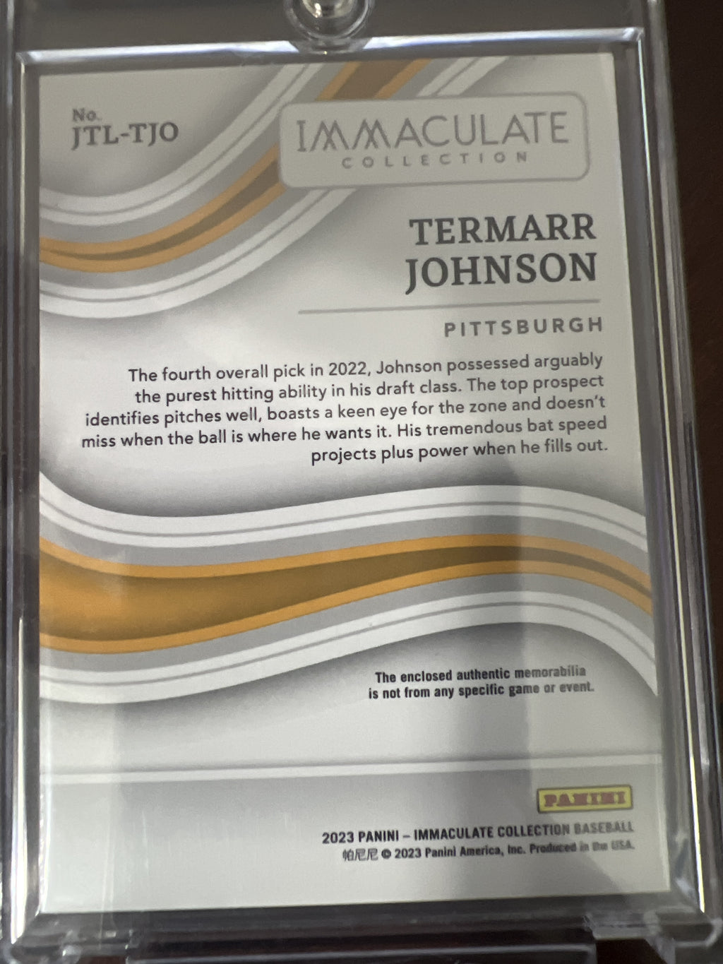 2023 Panini Immaculate Collection #JTL-TJO Termarr Johnson Jumbo Jersey /35