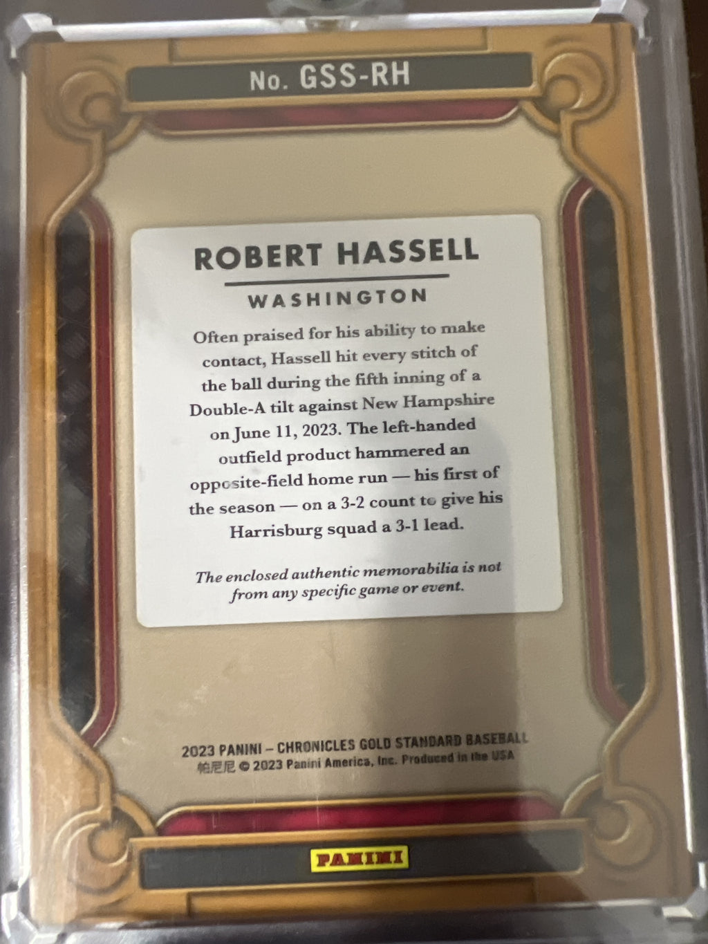 2023 Panini Chronicles - Gold Standard Swatches #GSS-RH Robert Hassell
