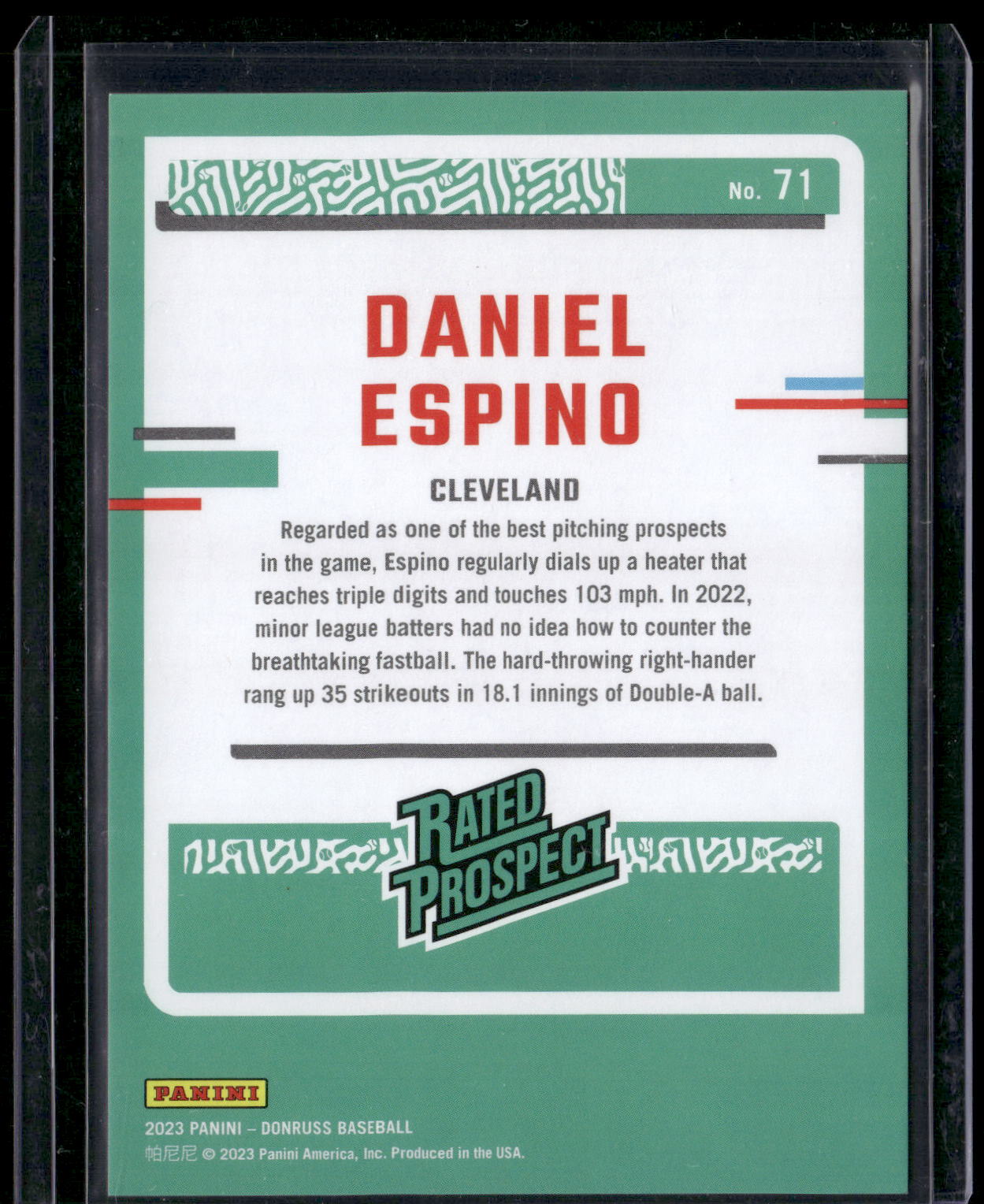 2023 Donruss #71 Daniel Espino Holo Red #/2023
