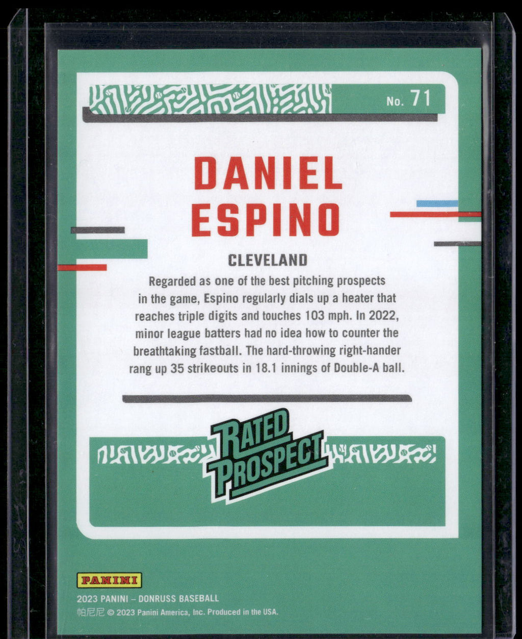2023 Donruss #71 Daniel Espino Holo Red #/2023