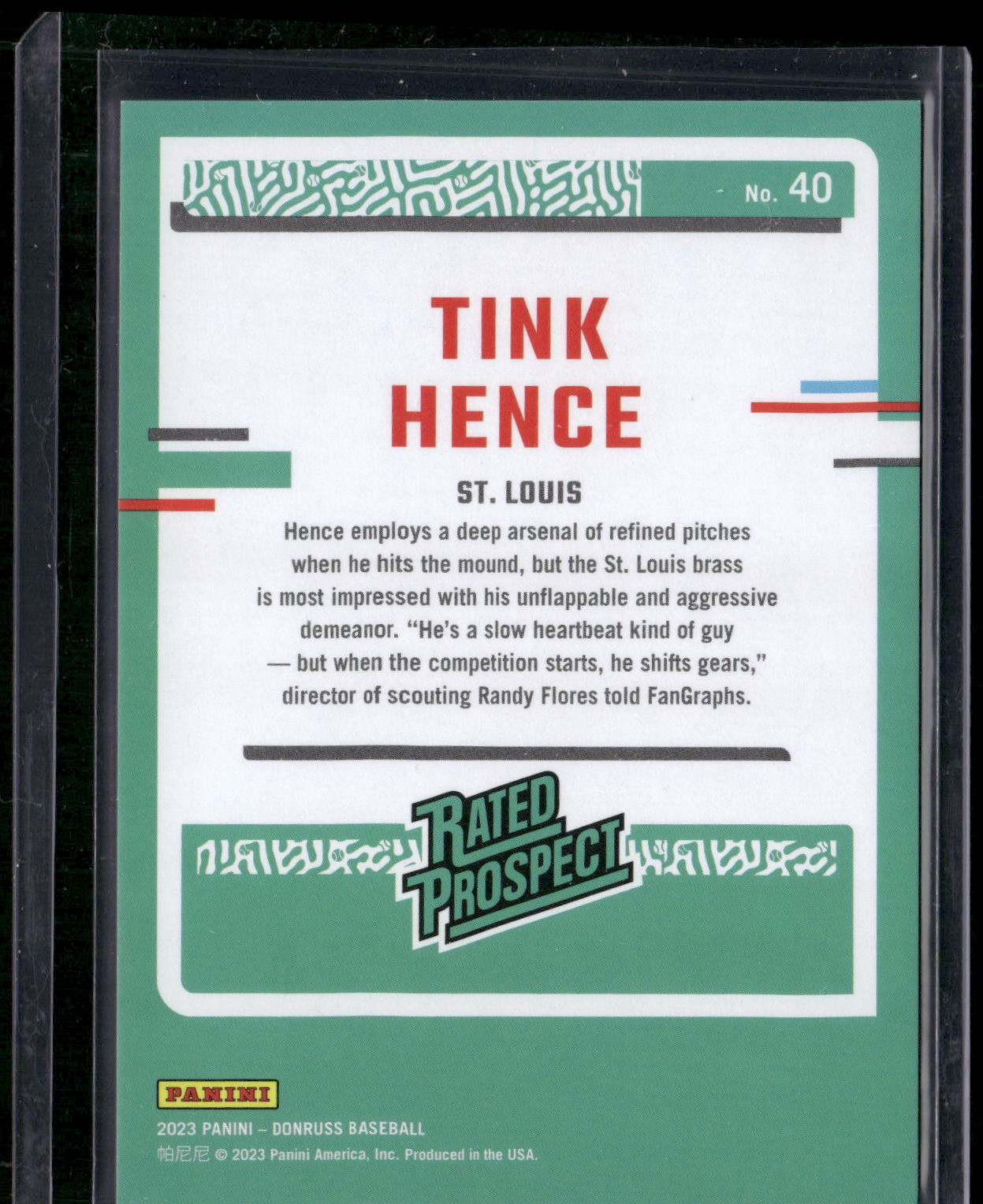 2023 Donruss #40 Tink Hence Holo Red #/2023
