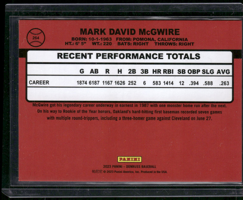 2023 Donruss #264b Mark McGwire Holo Red #/2023