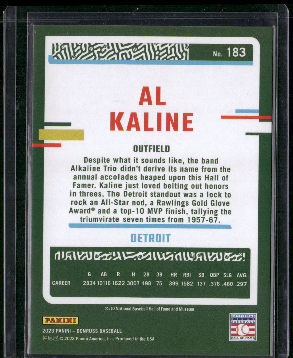 2023 Donruss #183 Al Kaline Holo Red #/2023
