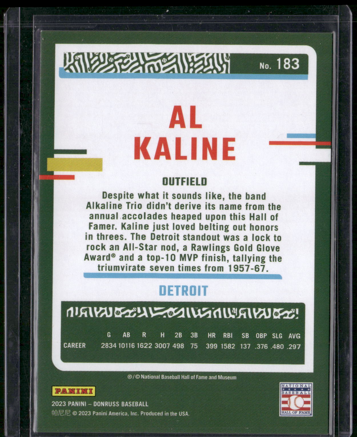 2023 Donruss #183 Al Kaline Holo Red #/2023
