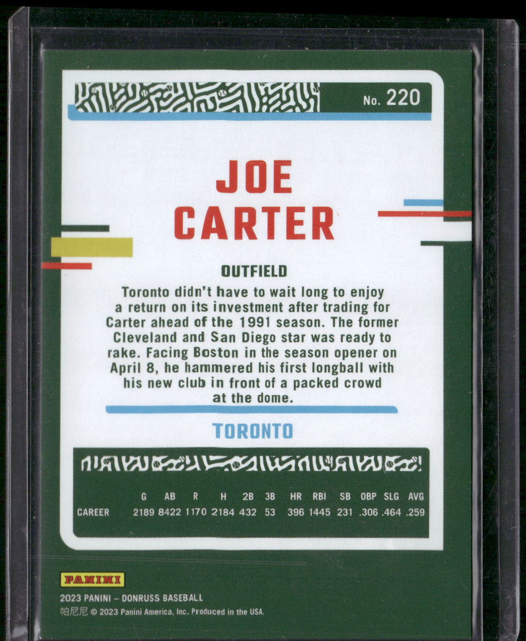 2023 Donruss #220 Joe Carter Holo Red #/2023