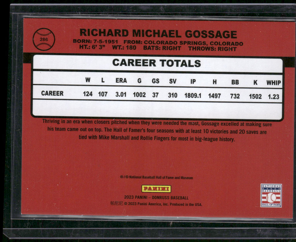 2023 Donruss #286 Goose Gossage Holo Red #/2023