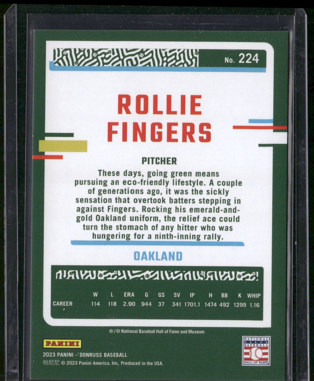 2023 Donruss #224 Rollie Fingers Holo Red #/2023