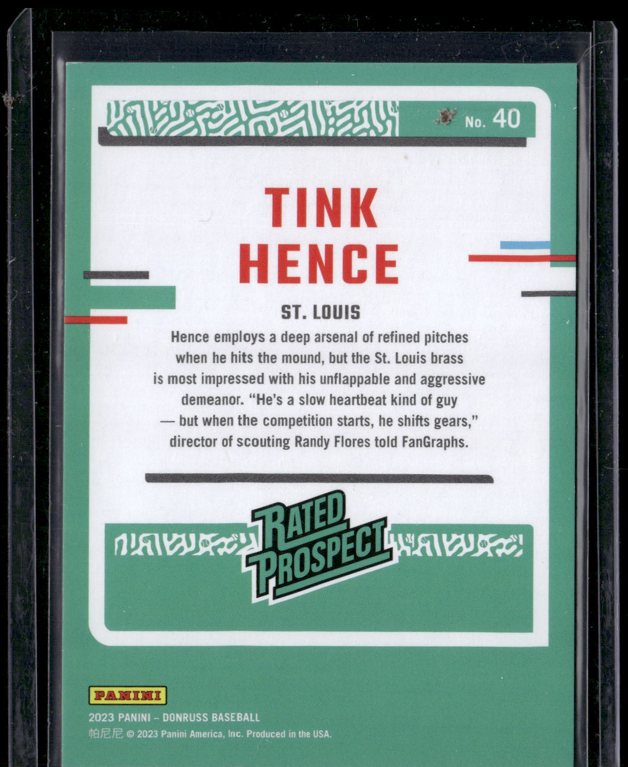 2023 Donruss #40 Tink Hence Holo Red #/2023