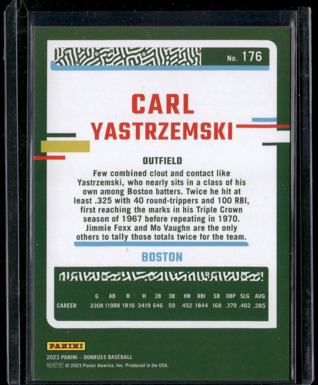 2023 Donruss #176 Carl Yastrzemski Holo Red #/2023