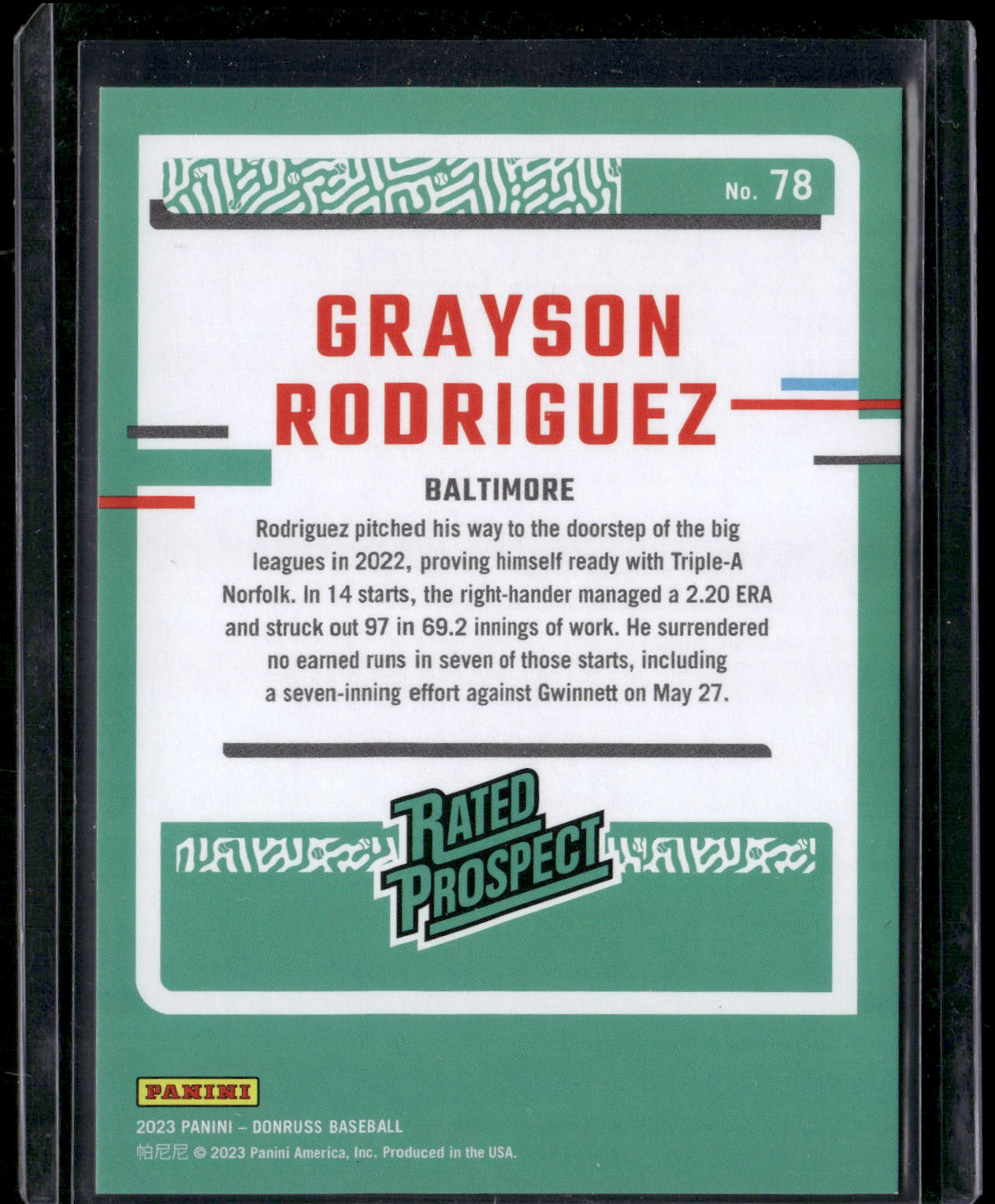 2023 Donruss #78 Grayson Rodriguez Holo Red #/2023