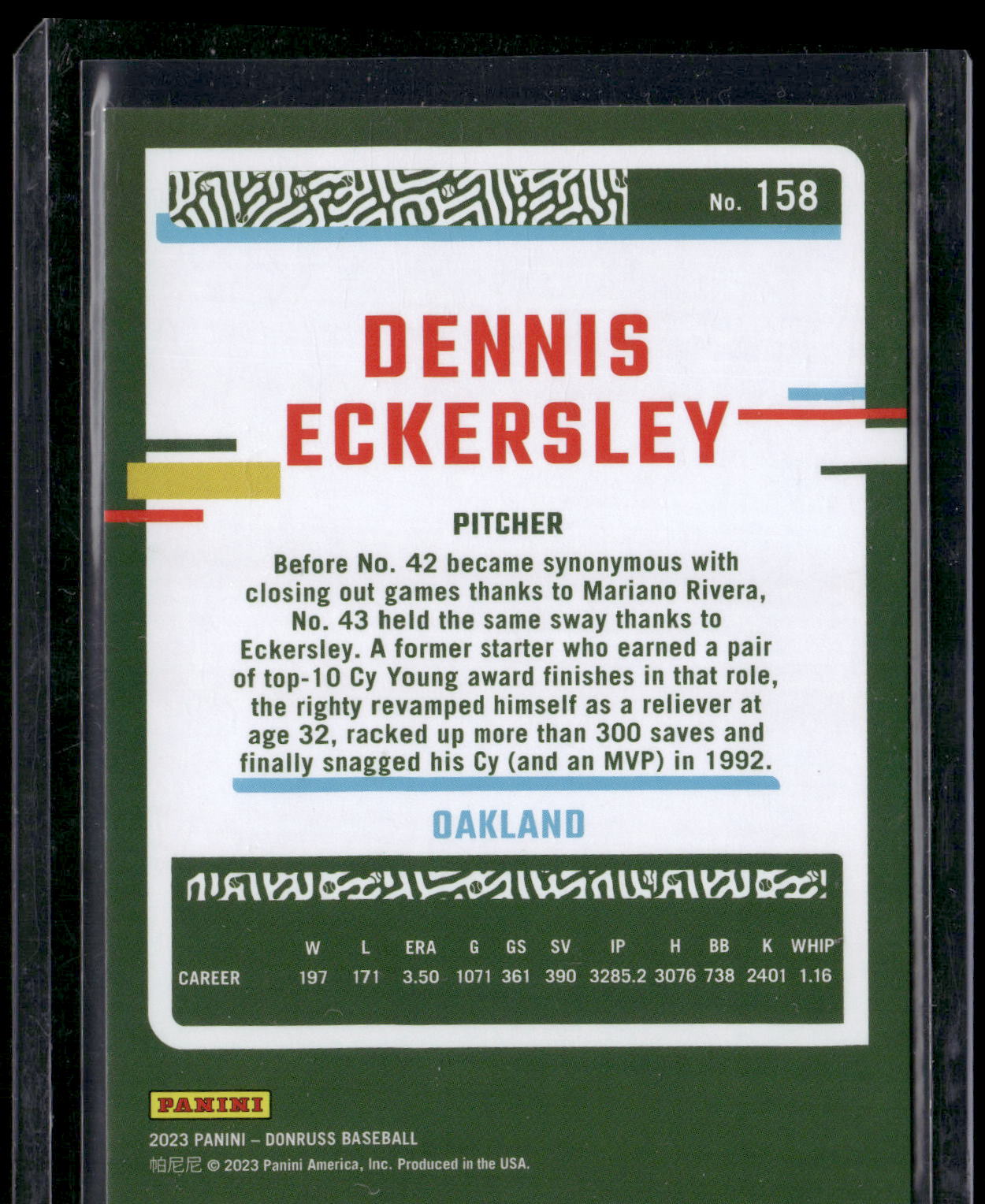 2023 Donruss #158 Dennis Eckersley Holo Red #/2023