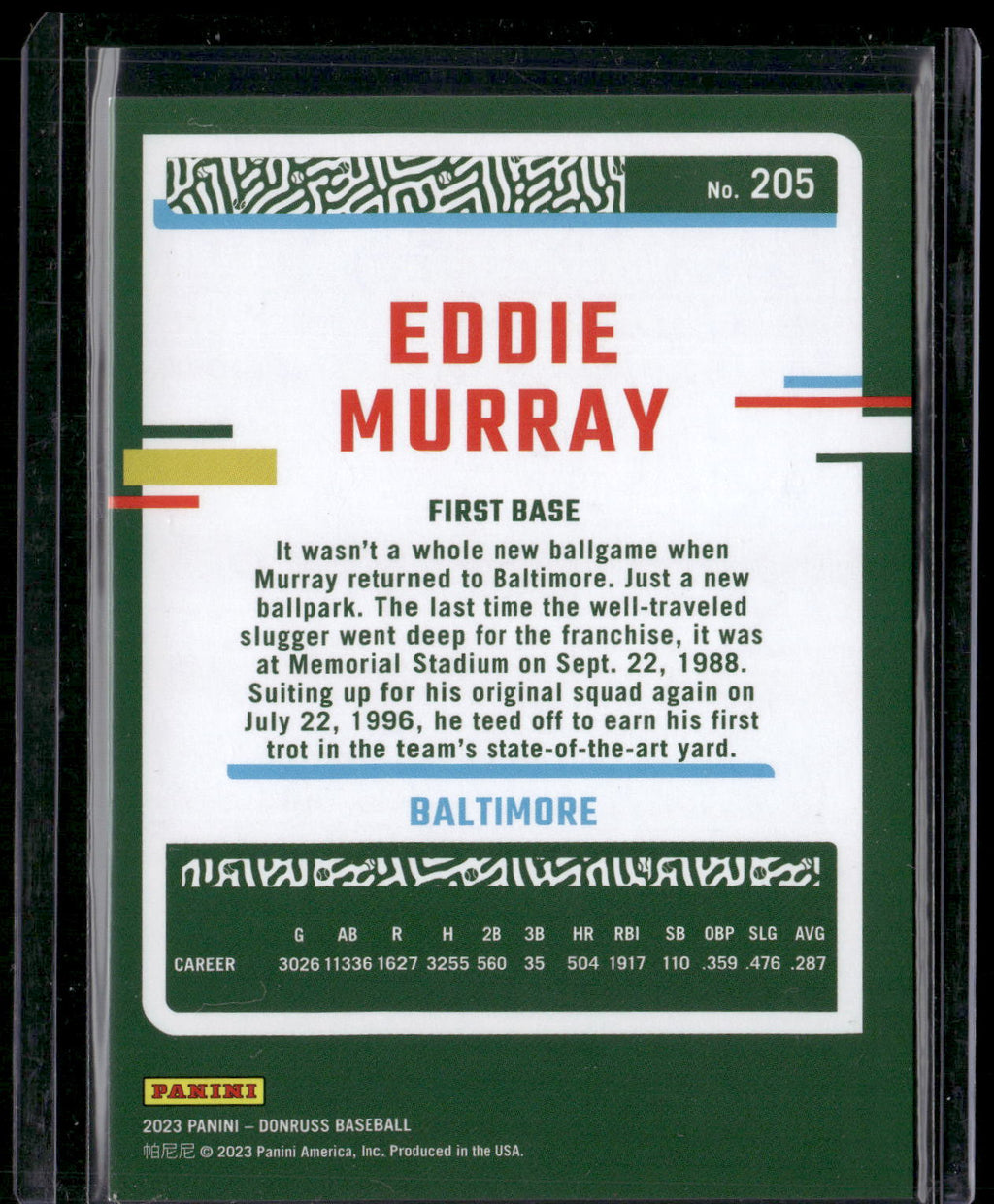2023 Donruss #205 Eddie Murray Holo Red #/2023