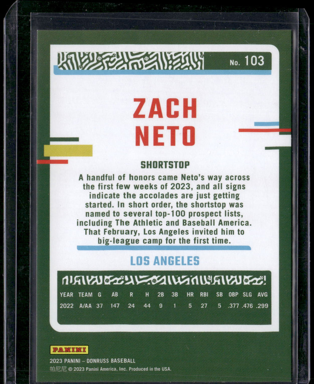 2023 Donruss #103 Zach Neto Holo Red #/2023