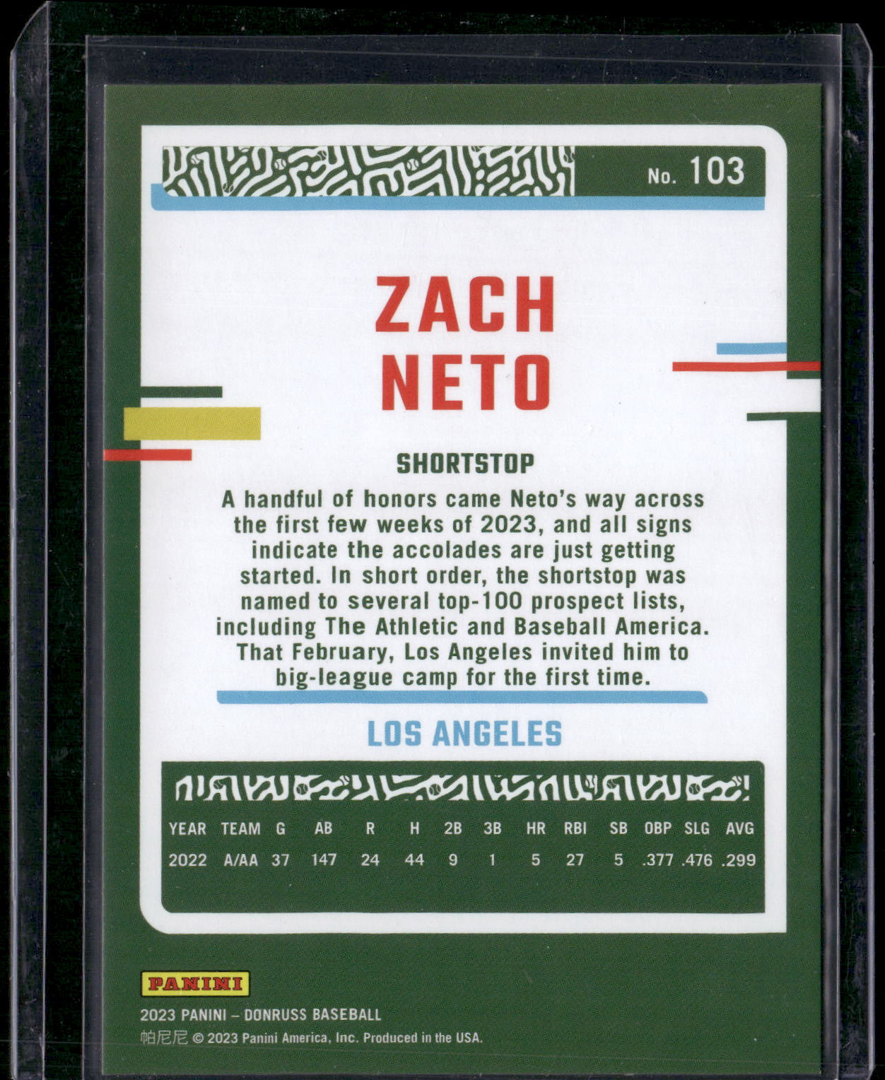 2023 Donruss #103 Zach Neto Holo Red #/2023