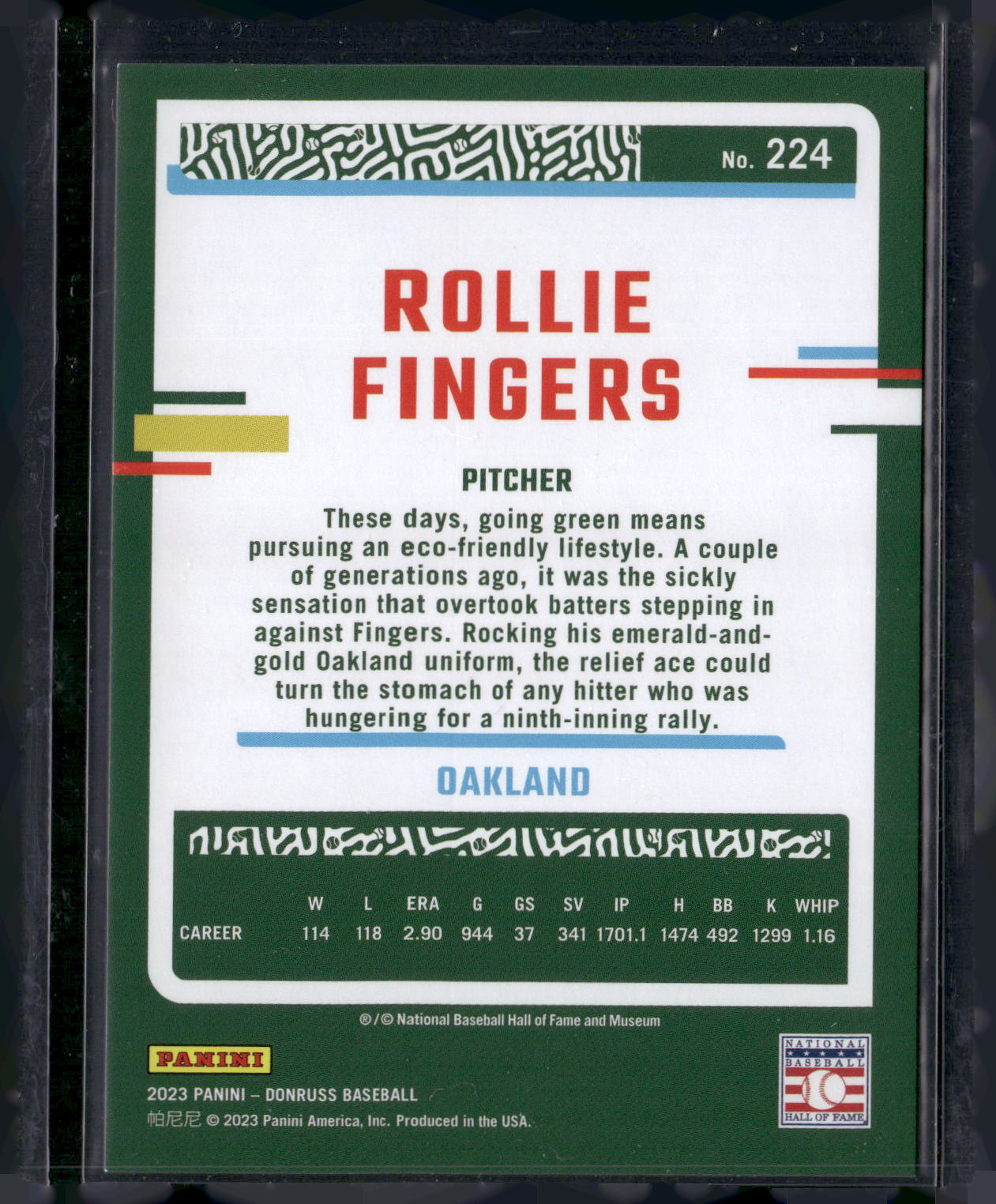 2023 Donruss #224 Rollie Fingers Holo Red #/2023