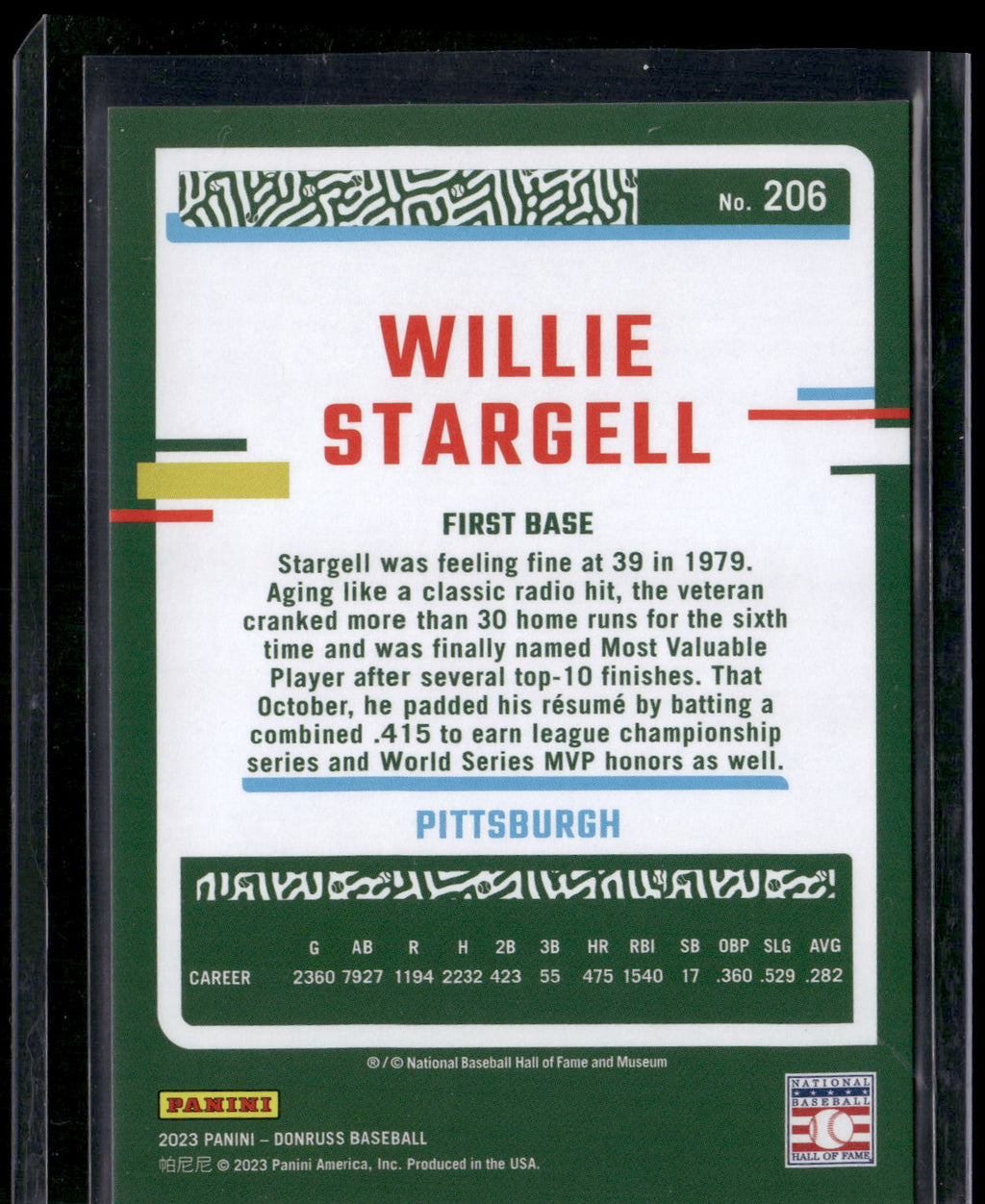 2023 Donruss #206 Willie Stargell Holo Red #/2023