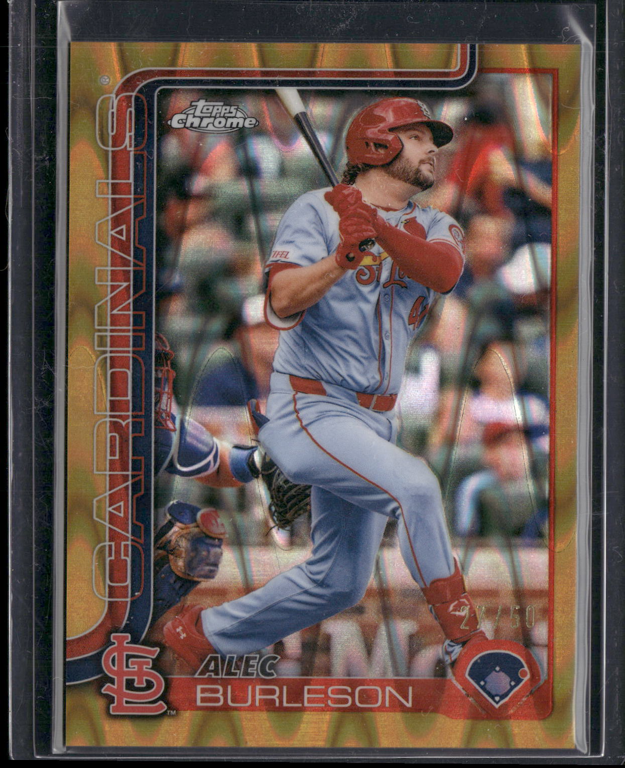2025 Topps Chrome #281 Alec Burleson Gold RayWave Refractors #/50