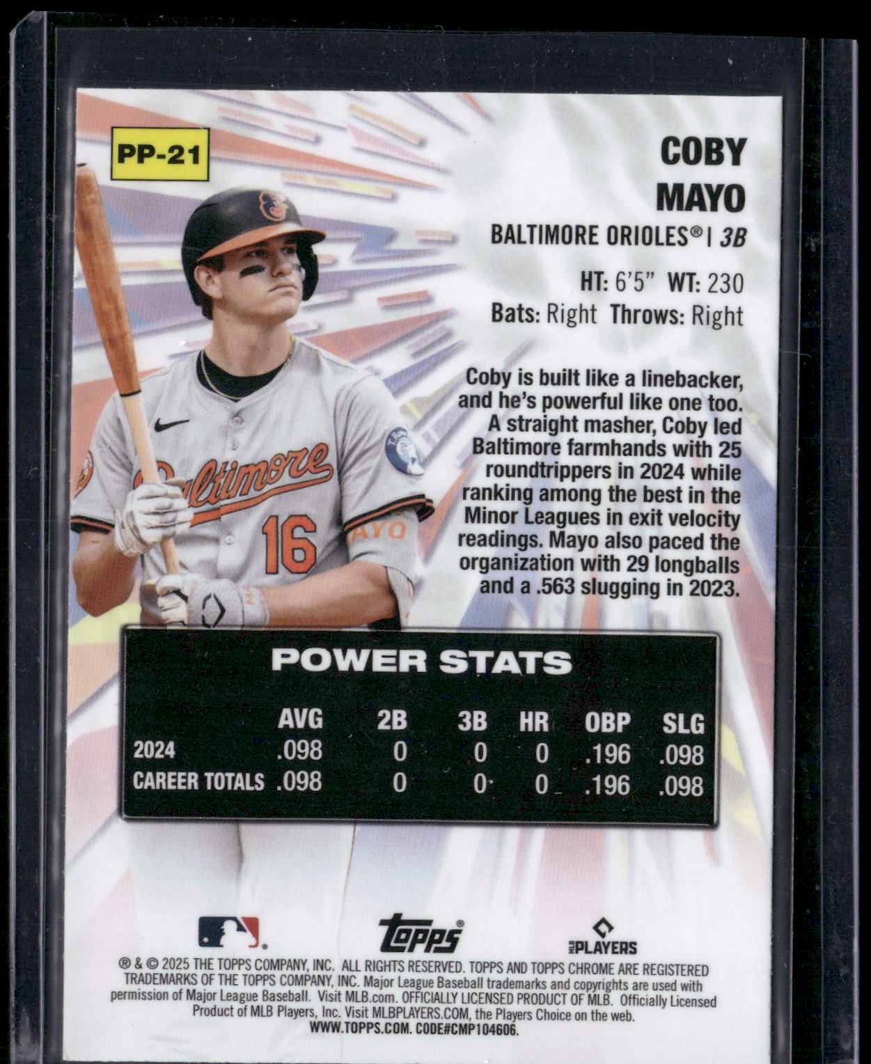 2025 Topps Chrome #PP-21 Coby Mayo Power Players